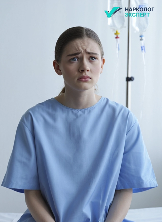 грустная девушка в палате